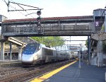 DC Bound Acela heading away from Readville Station toward Route 128 Station